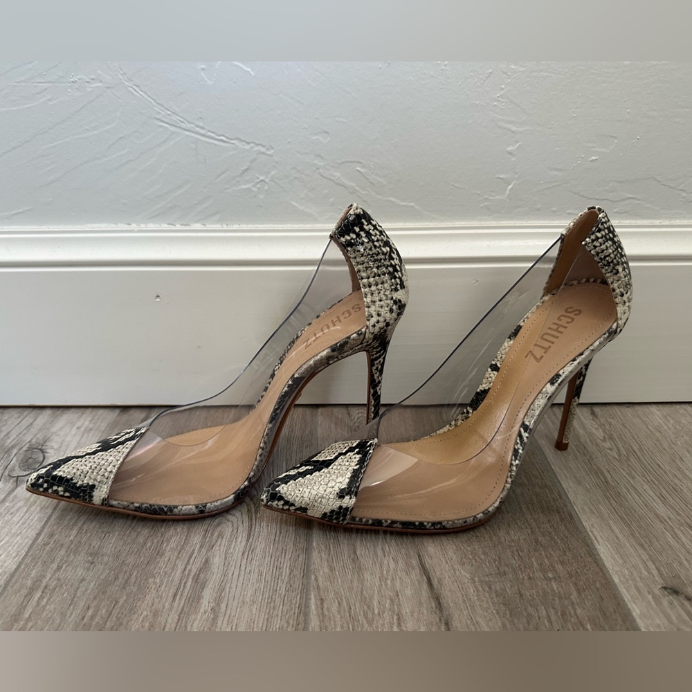 NWT Schutz Women's Snake Skin Cendi Transparent
Illusion Point Toe Heels 6.5 - Picture 7 of 10